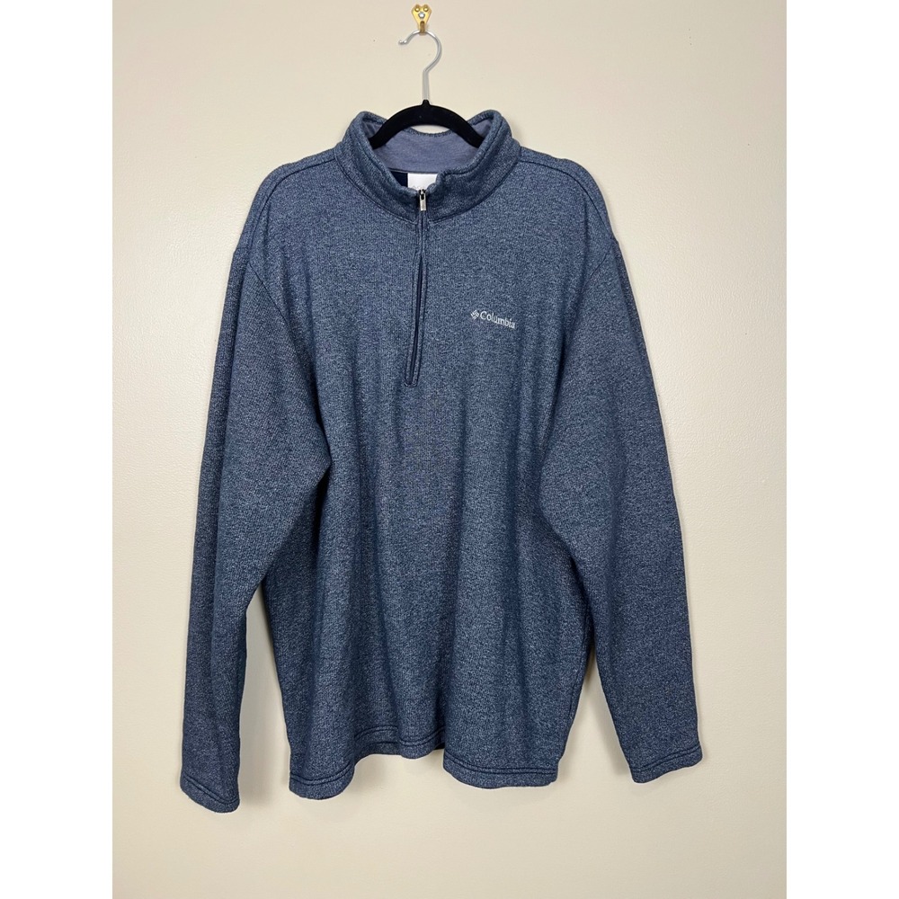 Columbia Mens Blue Heathered Quarter Zip Pullover Sweater XLT Tall AT1534